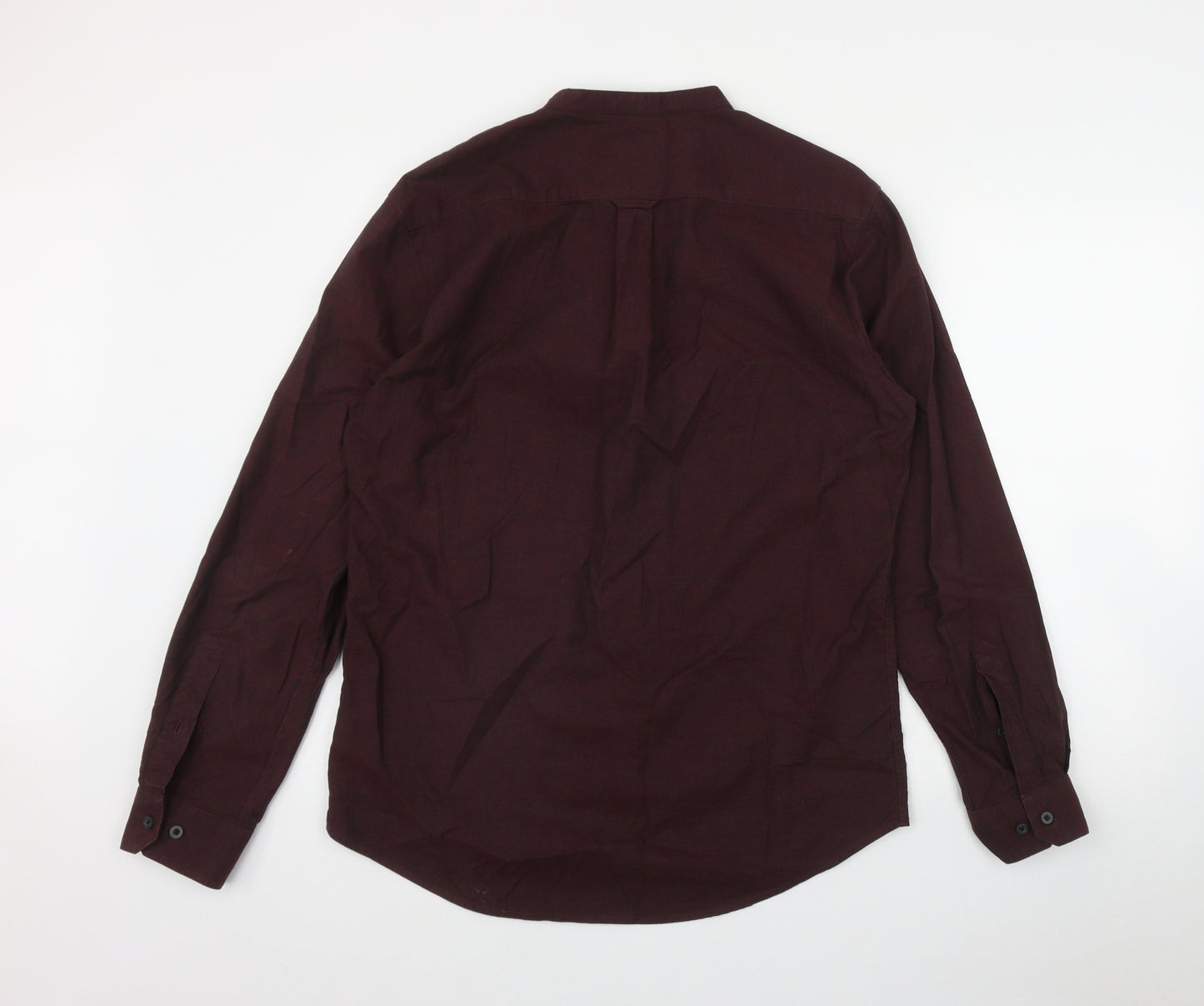 Farah Mens Red  Cotton  Button-Up Size L Collared Button
