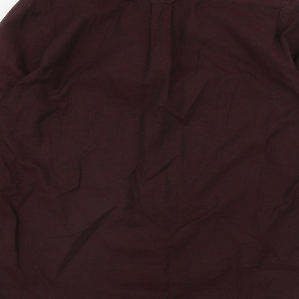 Farah Mens Red  Cotton  Button-Up Size L Collared Button