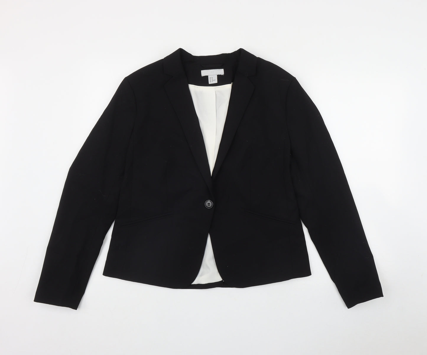 H&M Womens Black   Kimono Blazer Size 16  Button