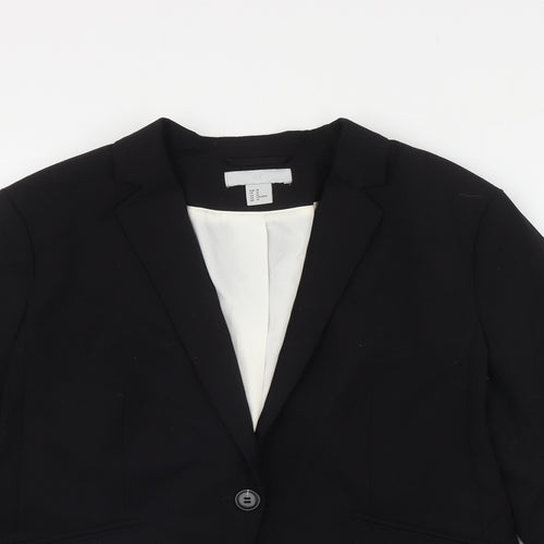 H&M Womens Black   Kimono Blazer Size 16  Button
