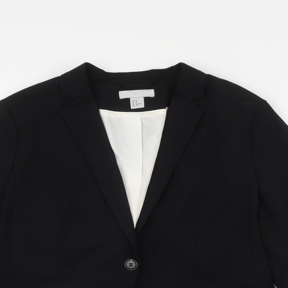 H&M Womens Black   Kimono Blazer Size 16  Button