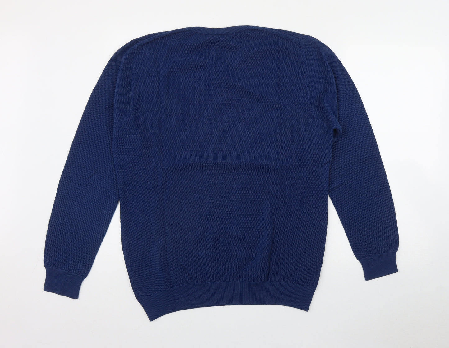 Lacoste Mens Blue Round Neck  Cotton Pullover Jumper Size L