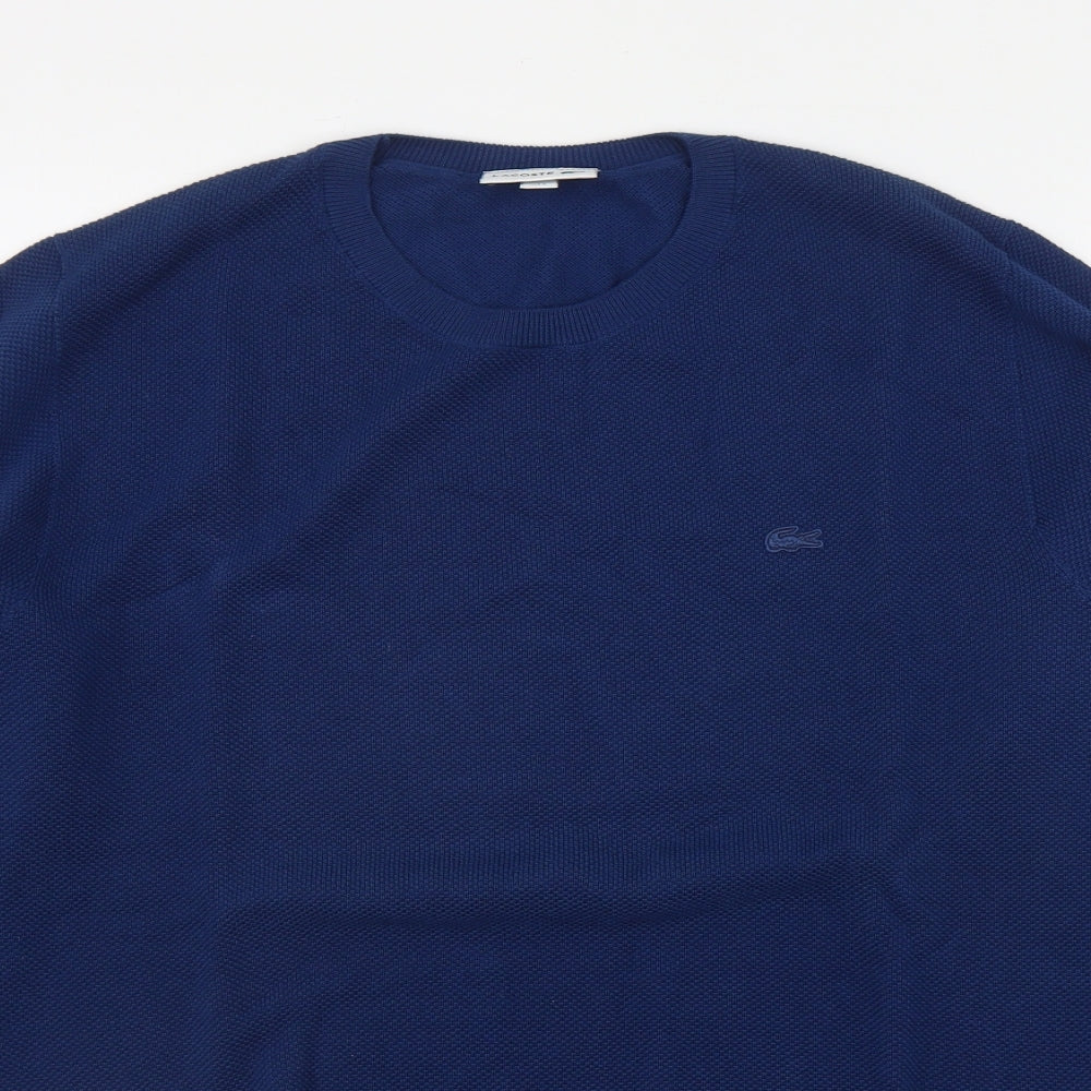 Lacoste Mens Blue Round Neck  Cotton Pullover Jumper Size L