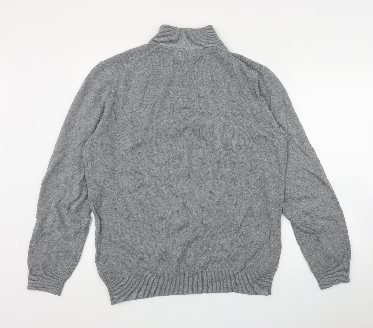 Crew Clothing Mens Grey High Neck  Cotton Pullover Jumper Size L