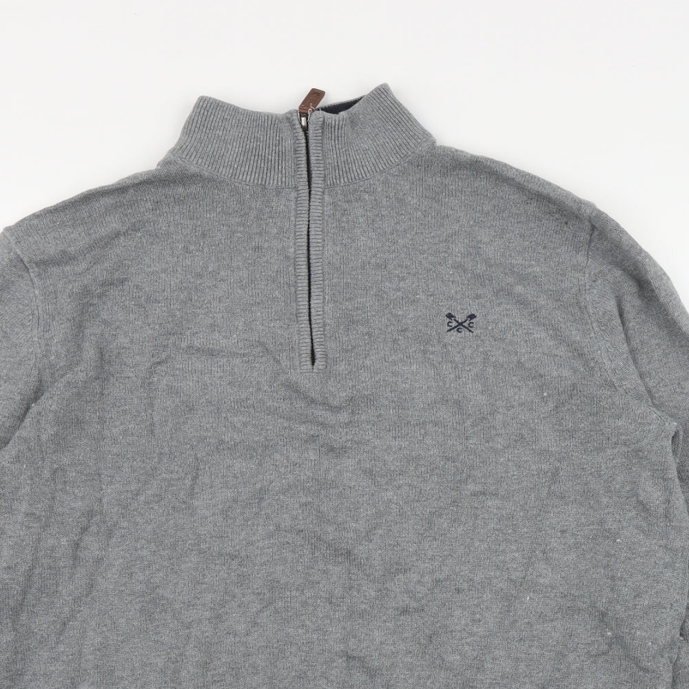 Crew Clothing Mens Grey High Neck  Cotton Pullover Jumper Size L