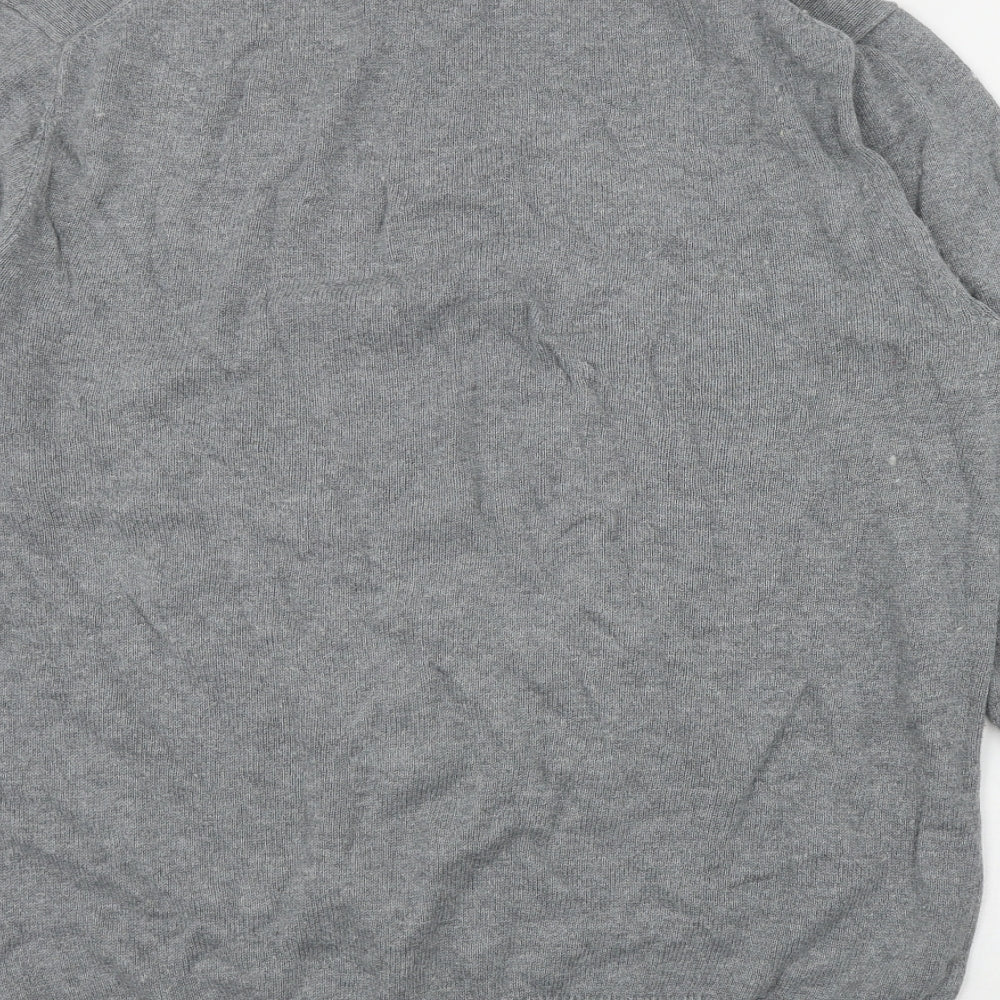 Crew Clothing Mens Grey High Neck  Cotton Pullover Jumper Size L