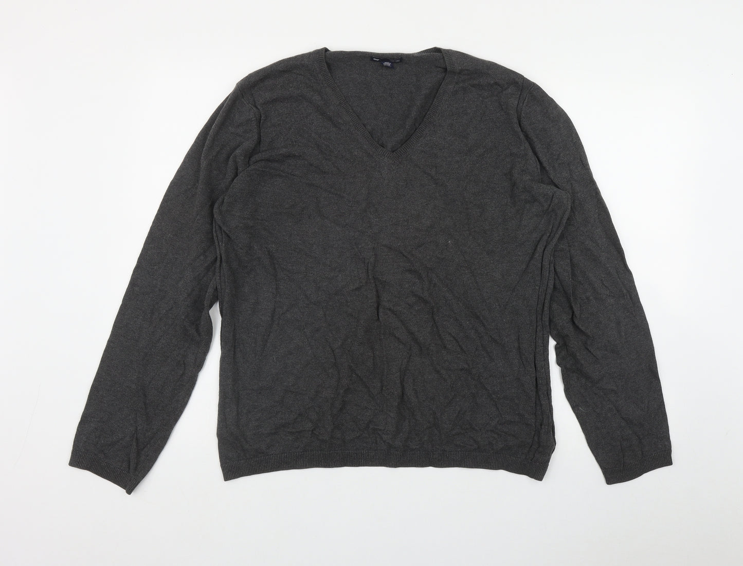 Gap Mens Grey V-Neck  Cotton Pullover Jumper Size L