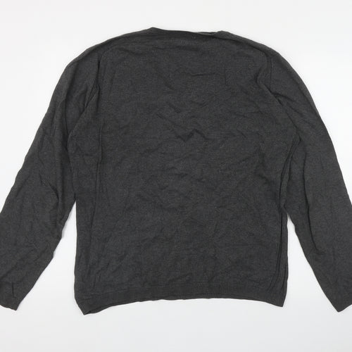 Gap Mens Grey V-Neck  Cotton Pullover Jumper Size L
