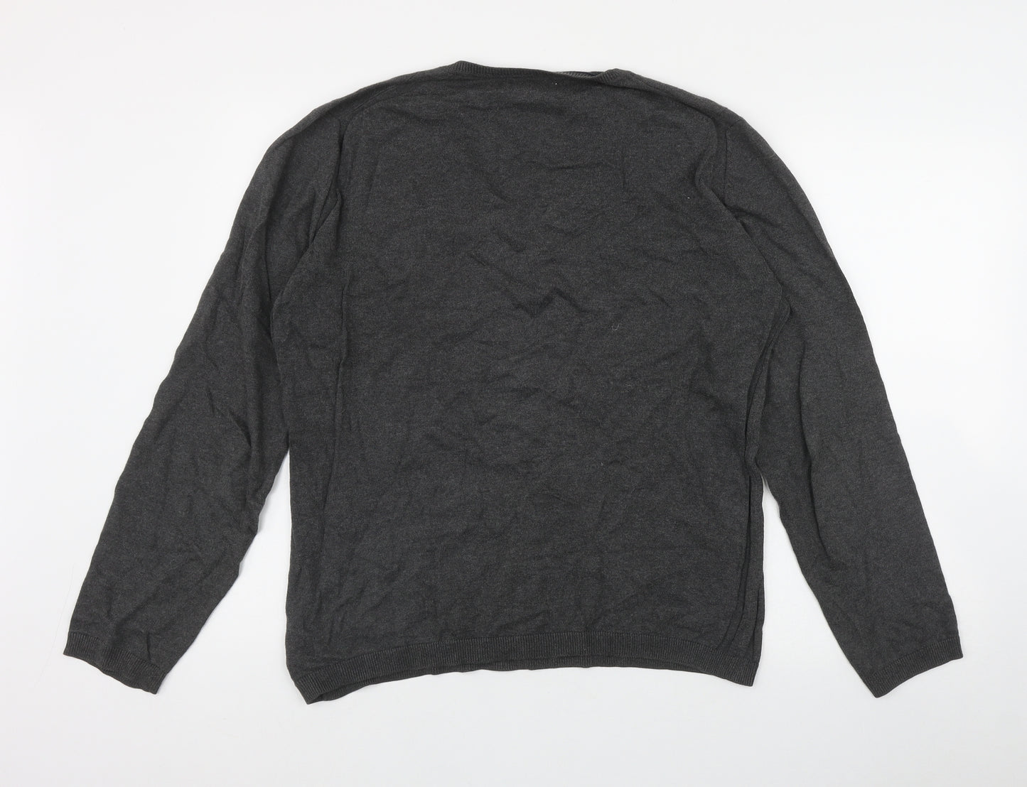 Gap Mens Grey V-Neck  Cotton Pullover Jumper Size L