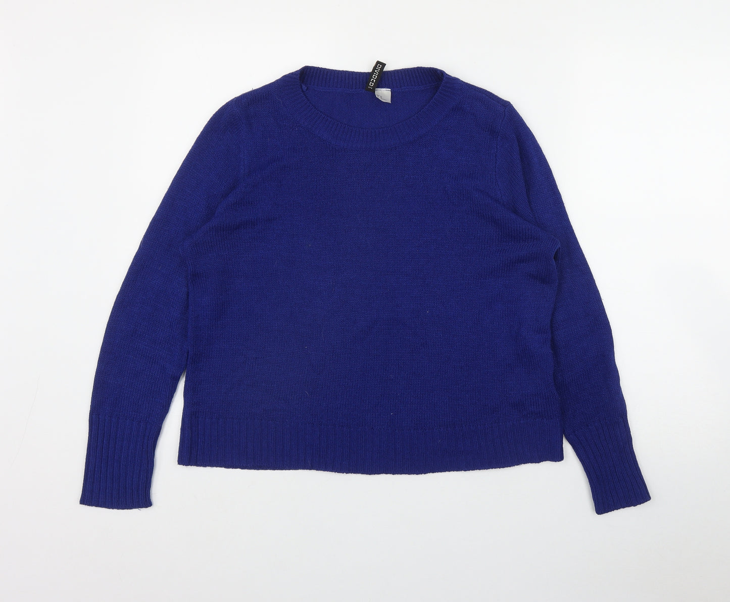 H&M Womens Blue Round Neck  Acrylic Pullover Jumper Size M