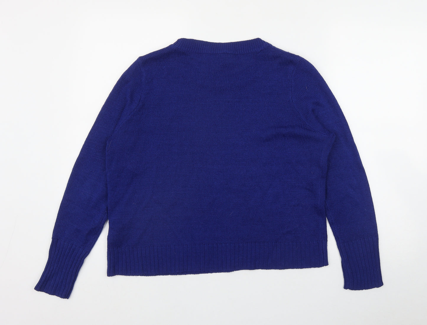 H&M Womens Blue Round Neck  Acrylic Pullover Jumper Size M