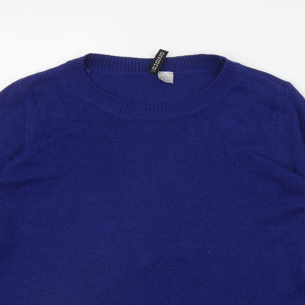 H&M Womens Blue Round Neck  Acrylic Pullover Jumper Size M