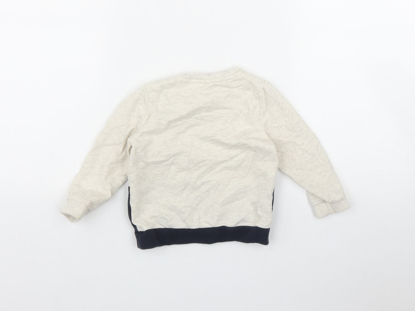 F&F Boys Beige  Cotton Pullover Jumper Size 12-18 Months  Snap - Tiger