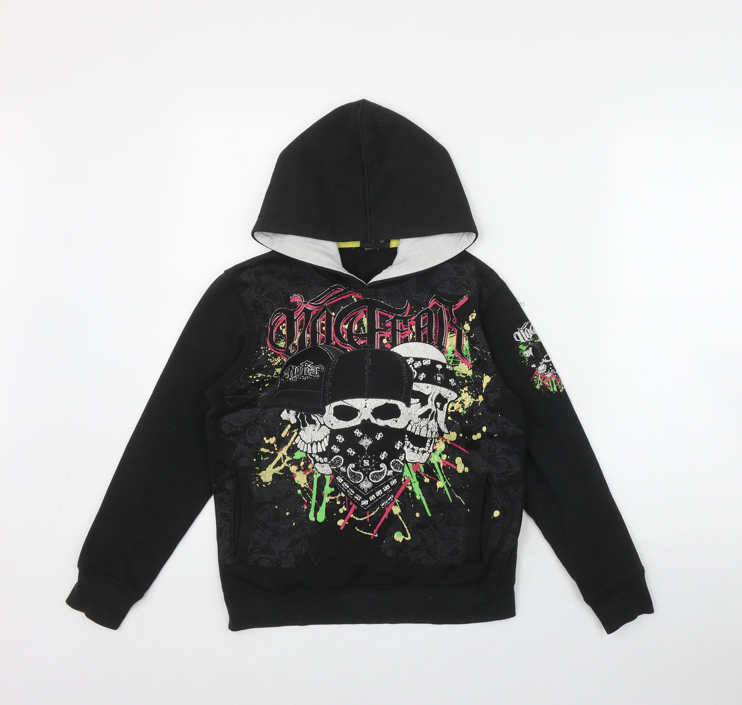 No Fear Boys Black  Polyester Pullover Hoodie Size 11 Years
