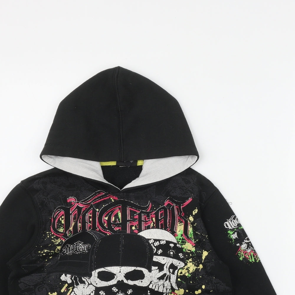 No Fear Boys Black  Polyester Pullover Hoodie Size 11 Years