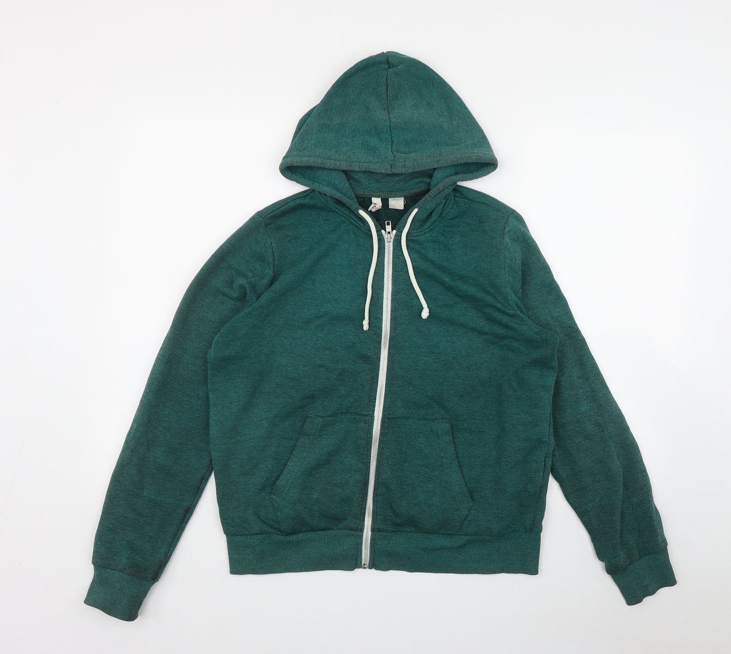 H&M Womens Green  Cotton Full Zip Hoodie Size M  Zip