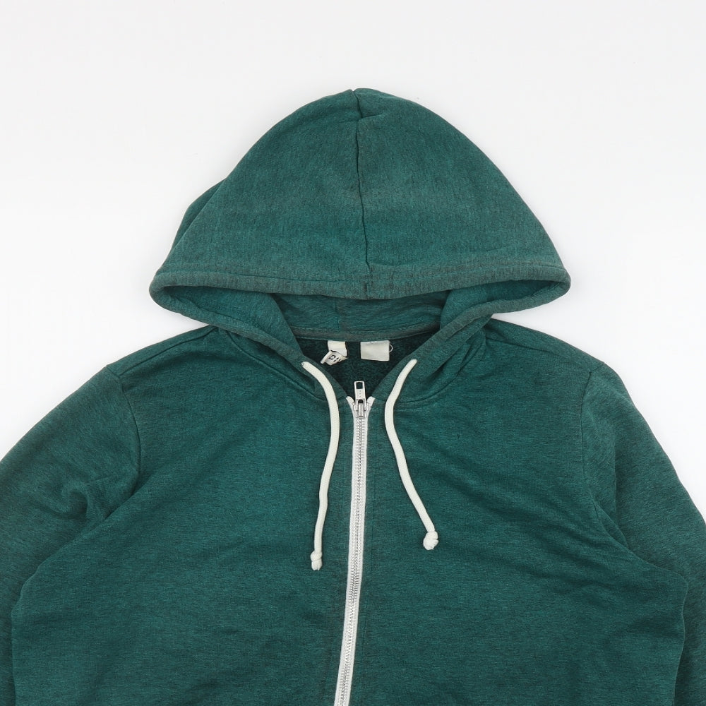 H&M Womens Green  Cotton Full Zip Hoodie Size M  Zip