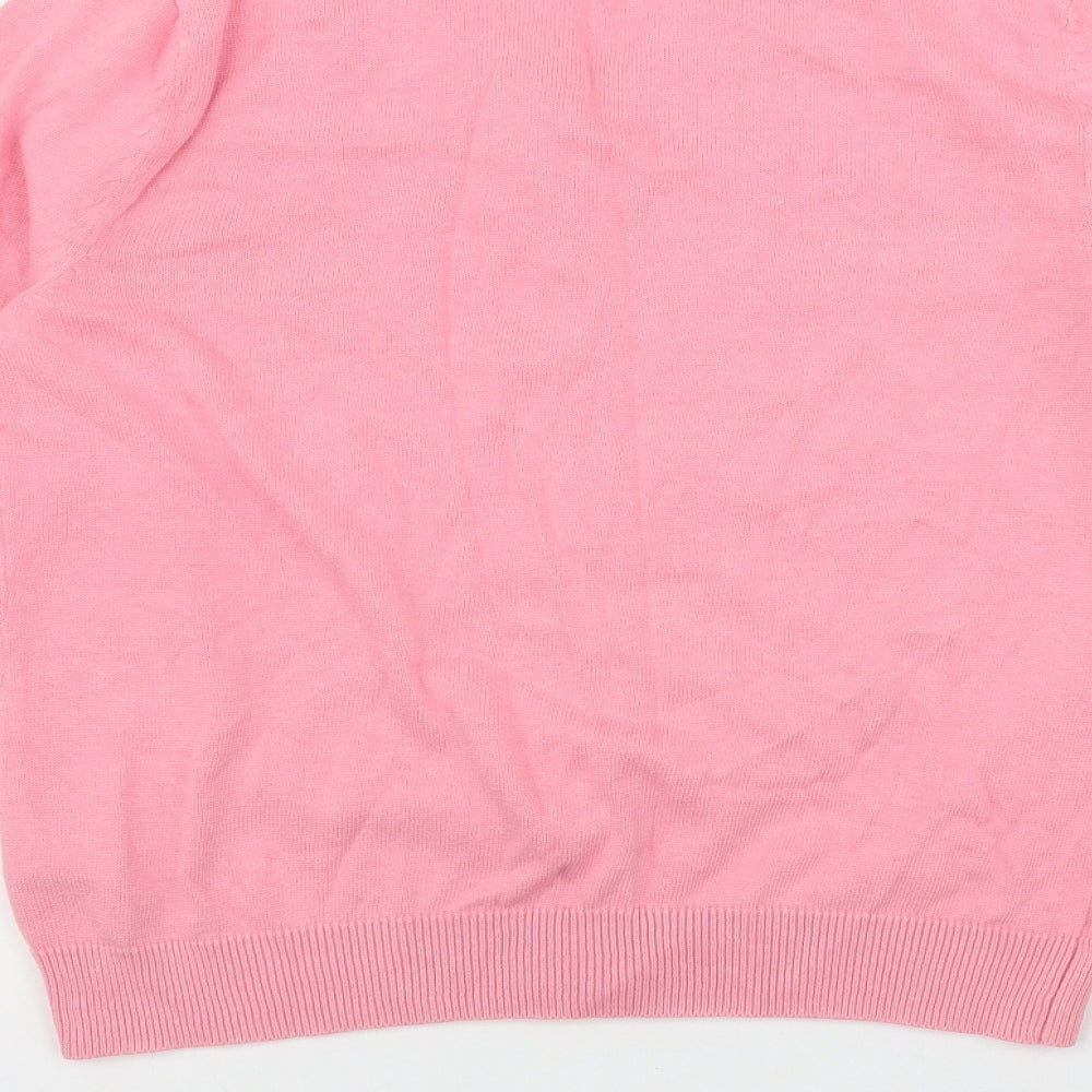 H&M Womens Pink Round Neck  Cotton Cardigan Jumper Size S