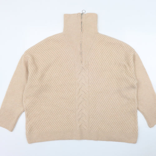 George Womens Pink High Neck  Acrylic Pullover Jumper Size XL
