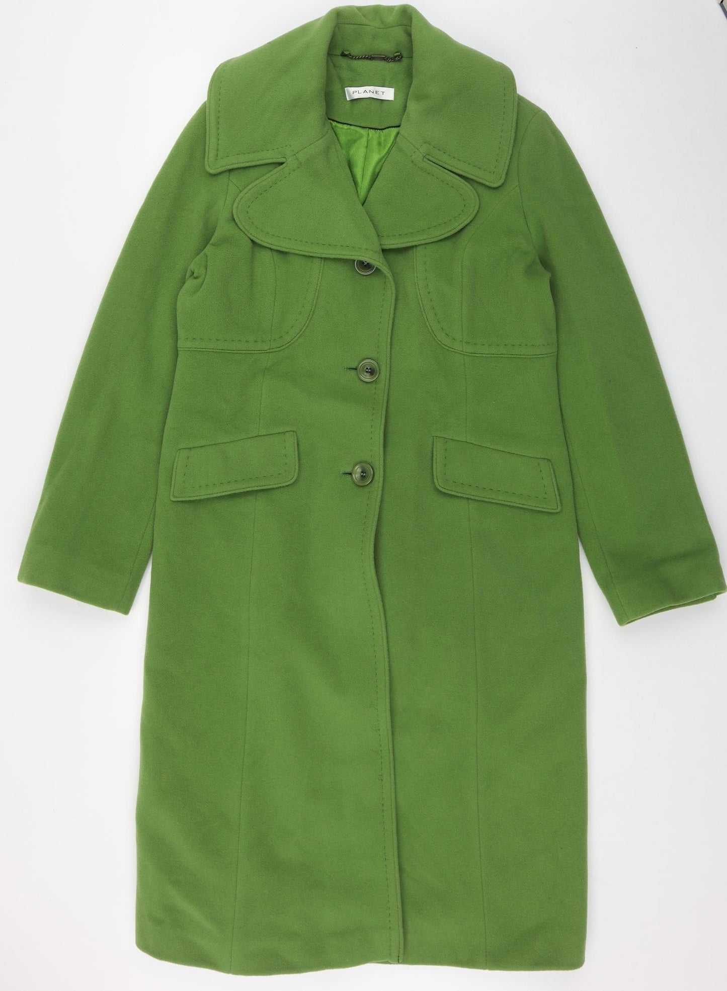 Planet Womens Green   Overcoat Jacket Size 10  Button