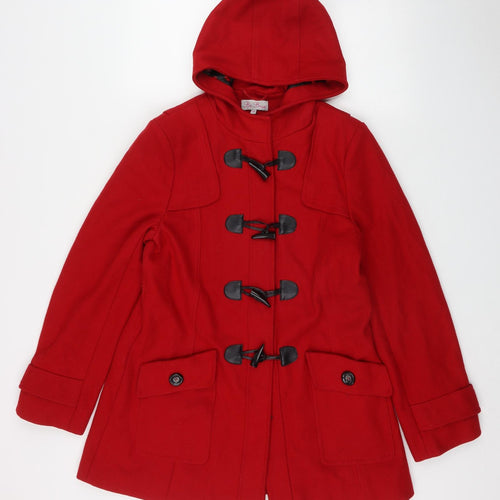 Be Beau Womens Red   Parka Jacket Size 14  Buckle