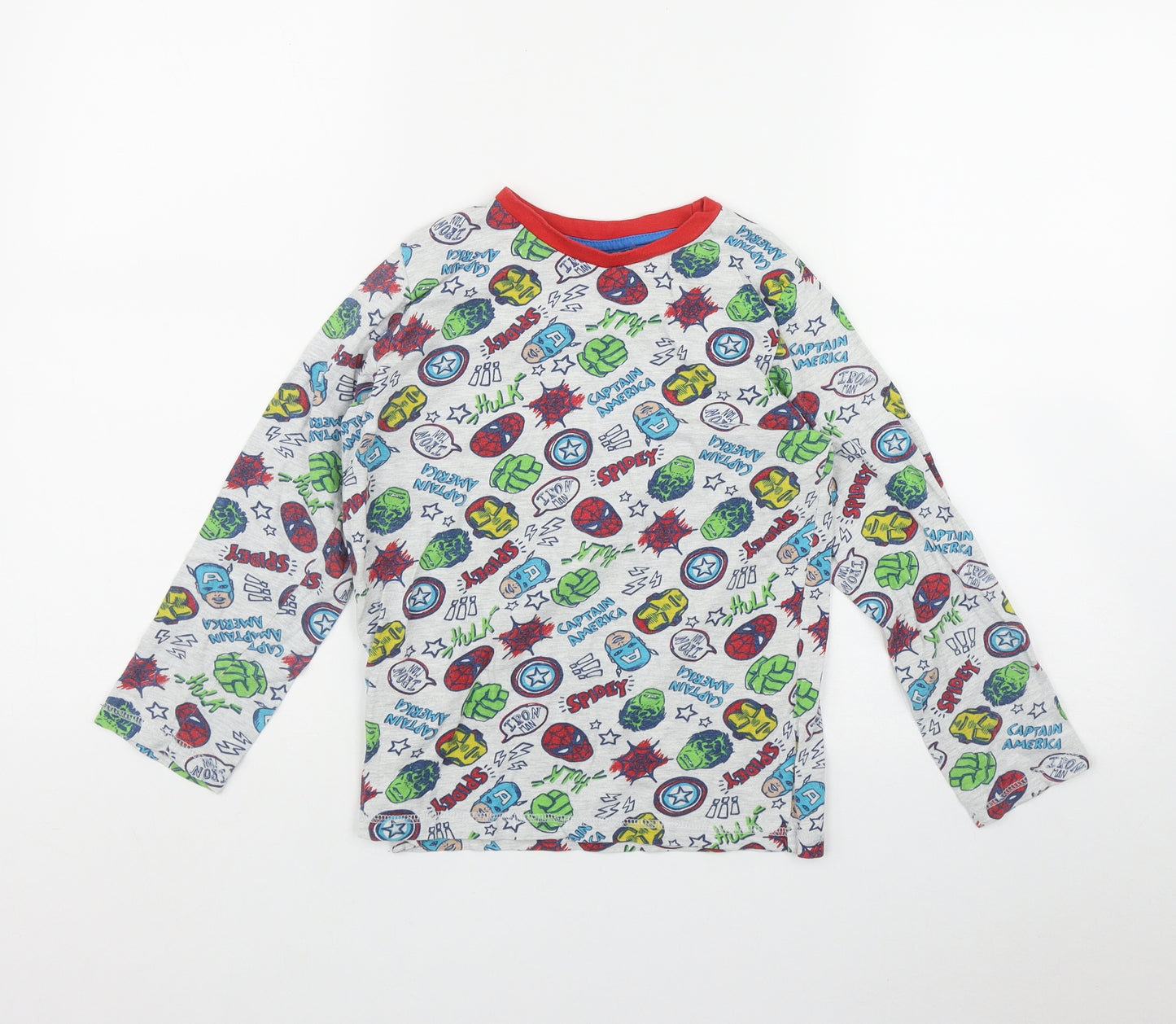 George Boys Grey Geometric Cotton Basic T-Shirt Size 8-9 Years Round Neck  - Marvel