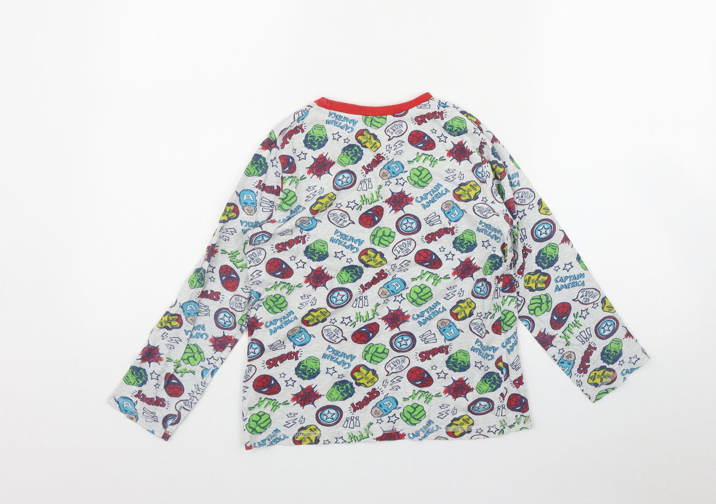 George Boys Grey Geometric Cotton Basic T-Shirt Size 8-9 Years Round Neck  - Marvel