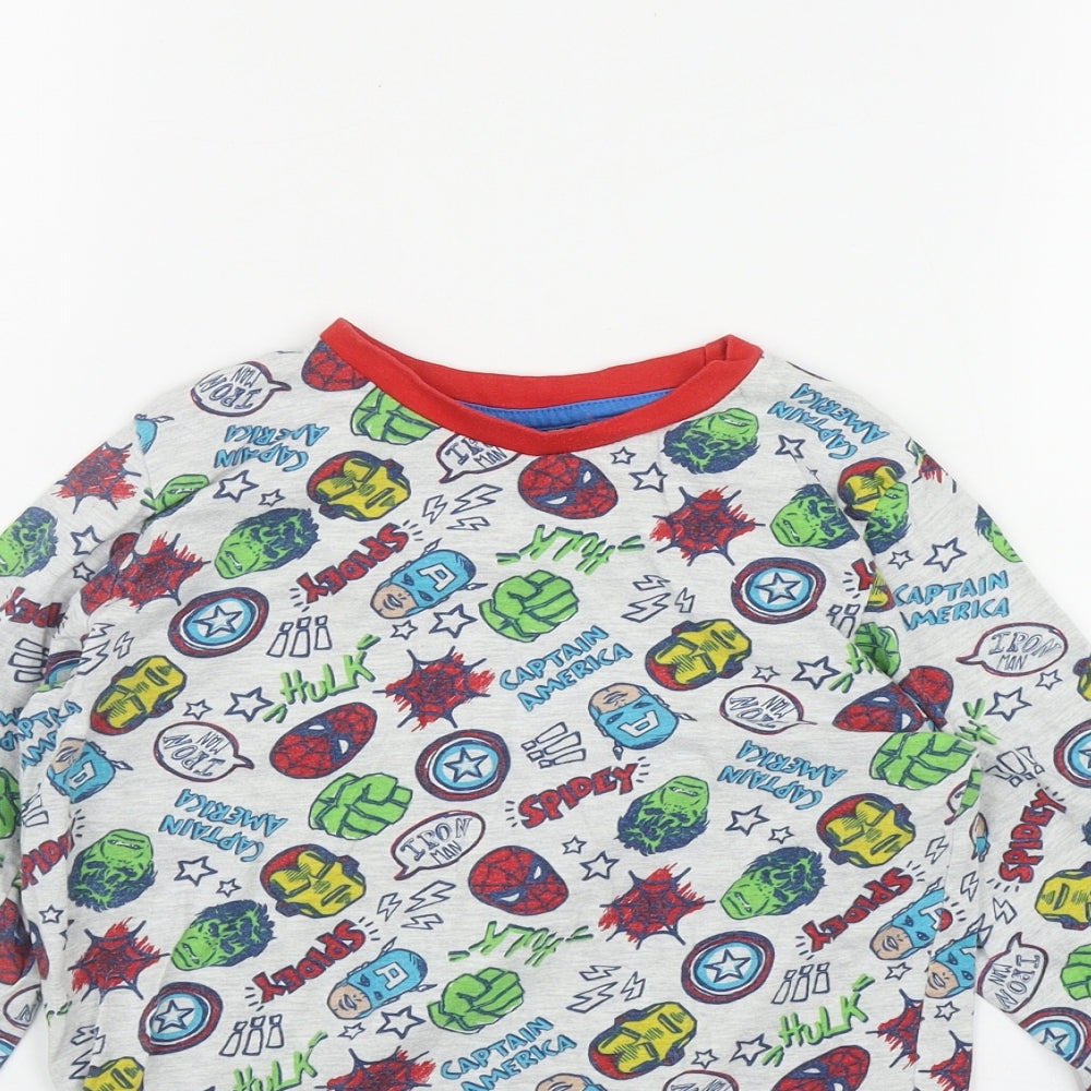 George Boys Grey Geometric Cotton Basic T-Shirt Size 8-9 Years Round Neck  - Marvel