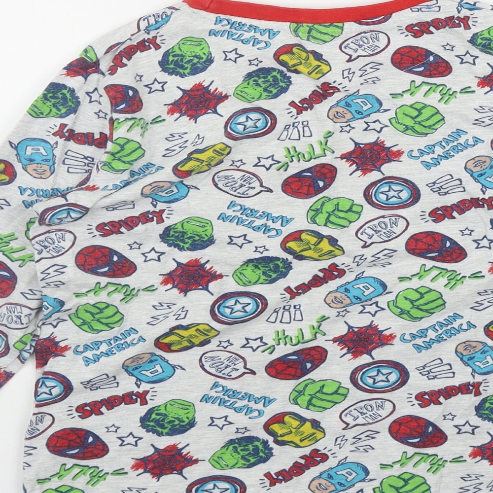 George Boys Grey Geometric Cotton Basic T-Shirt Size 8-9 Years Round Neck  - Marvel