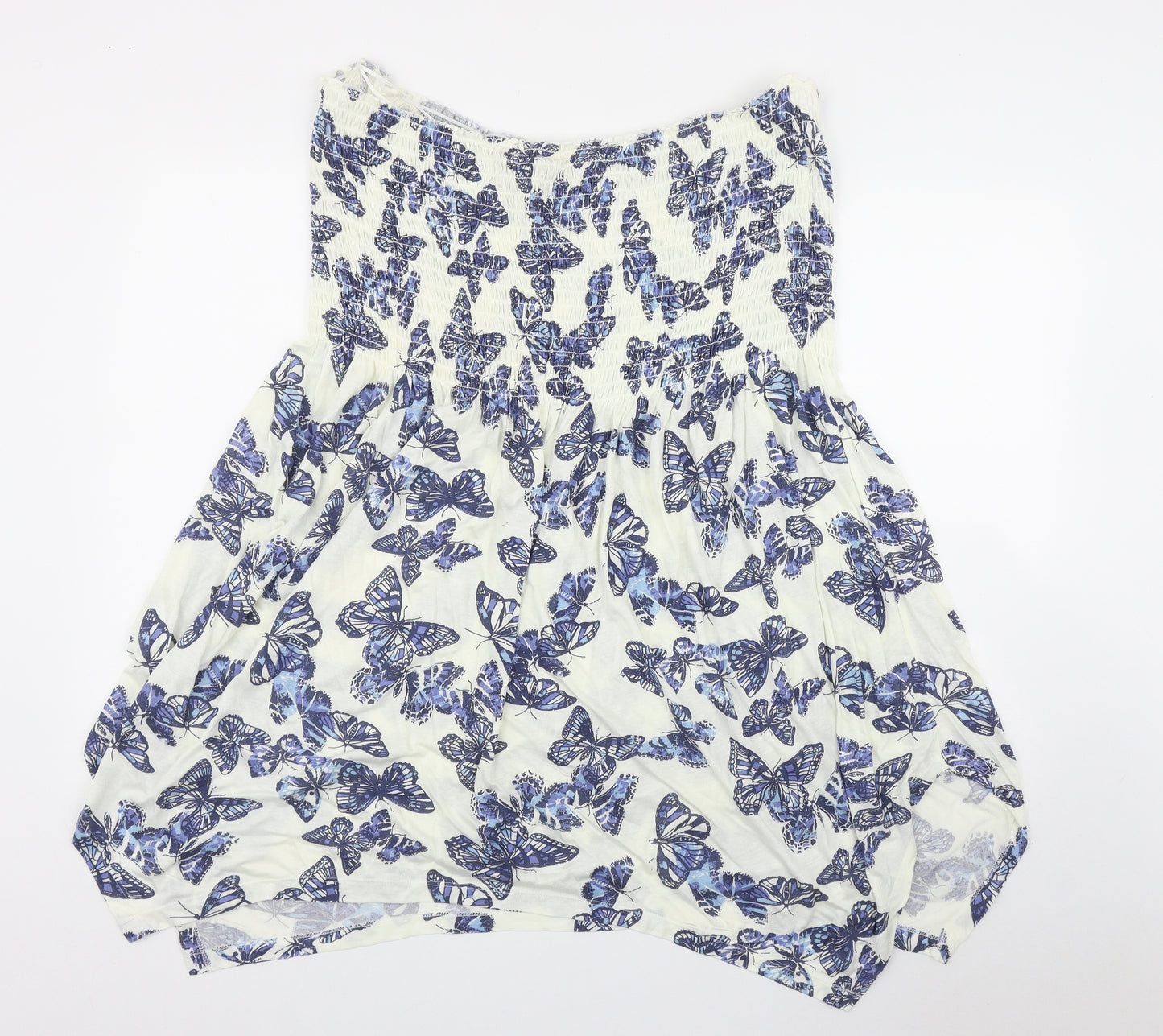 Love Yours Womens White Geometric Viscose Basic Tank Size 26 Off the Shoulder - Butterfly Print