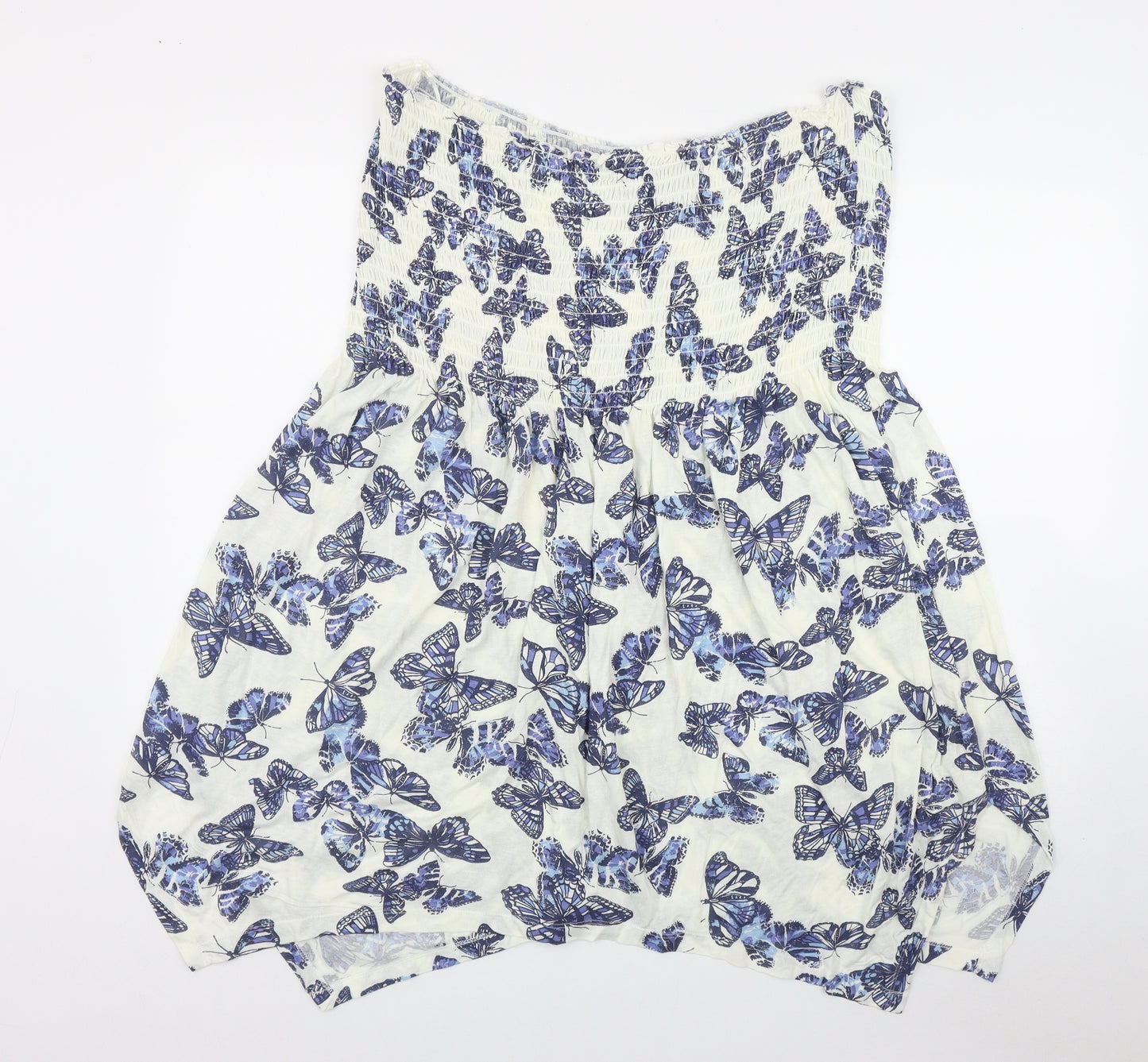 Love Yours Womens White Geometric Viscose Basic Tank Size 26 Off the Shoulder - Butterfly Print