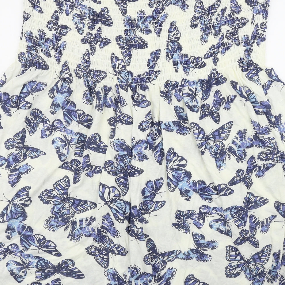 Love Yours Womens White Geometric Viscose Basic Tank Size 26 Off the Shoulder - Butterfly Print