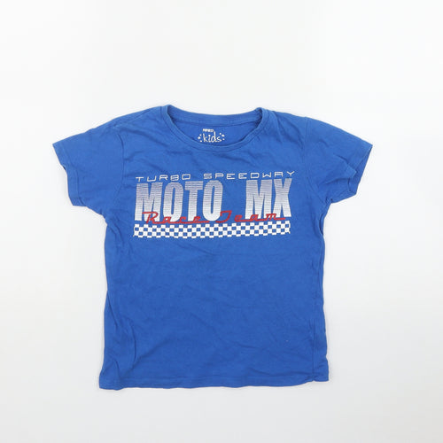 Pep & Co Boys Blue  Cotton Basic T-Shirt Size 5-6 Years Round Neck  - Moto MX