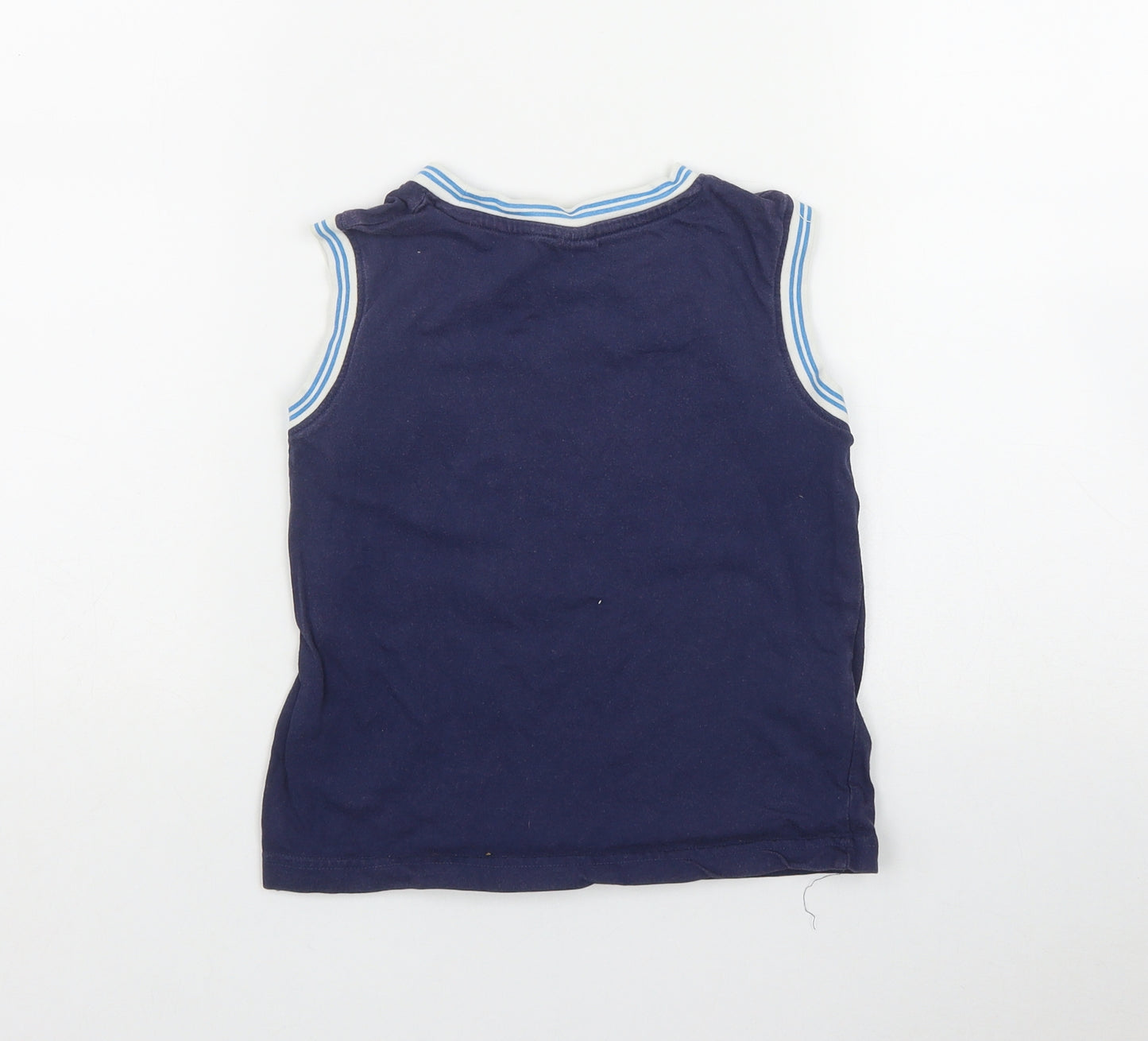 S G Junior Boys Blue  Cotton Basic Tank Size 5-6 Years Round Neck