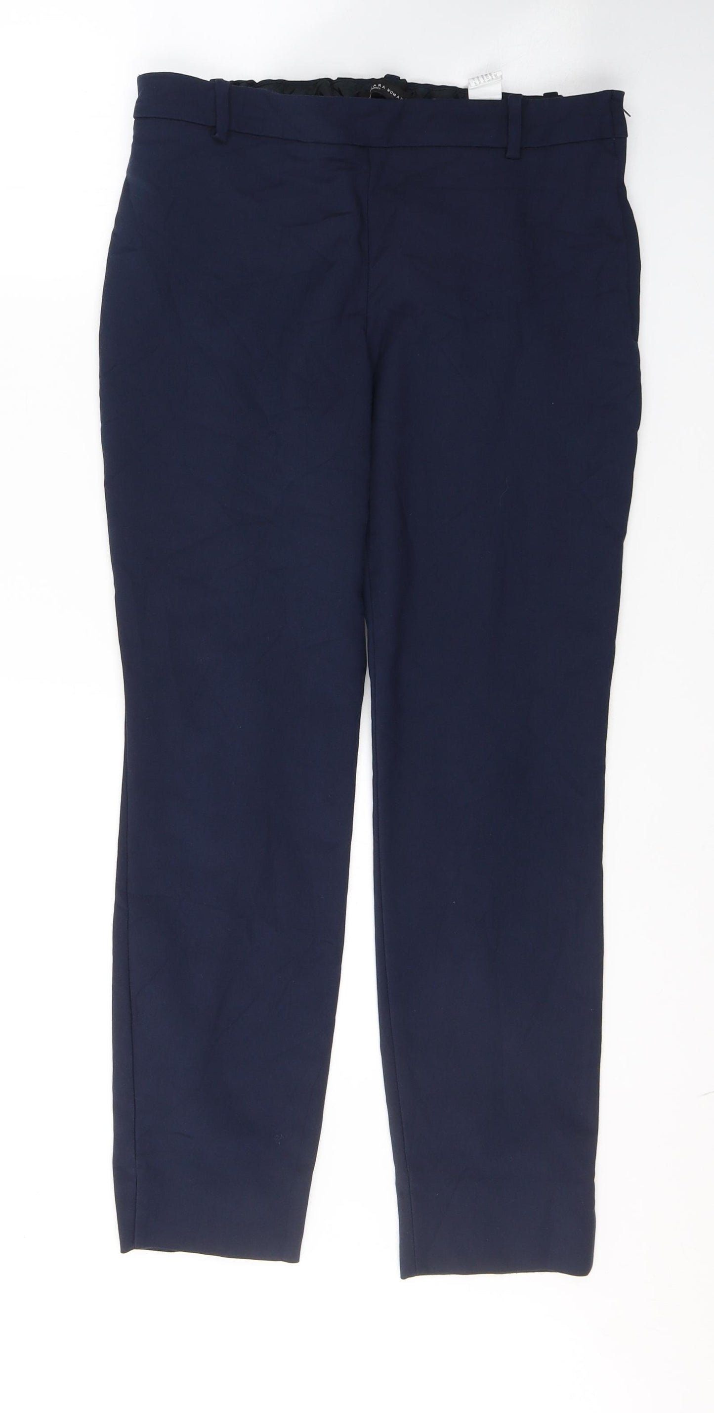 Zara Womens Blue  Cotton Trousers  Size M L27 in Regular