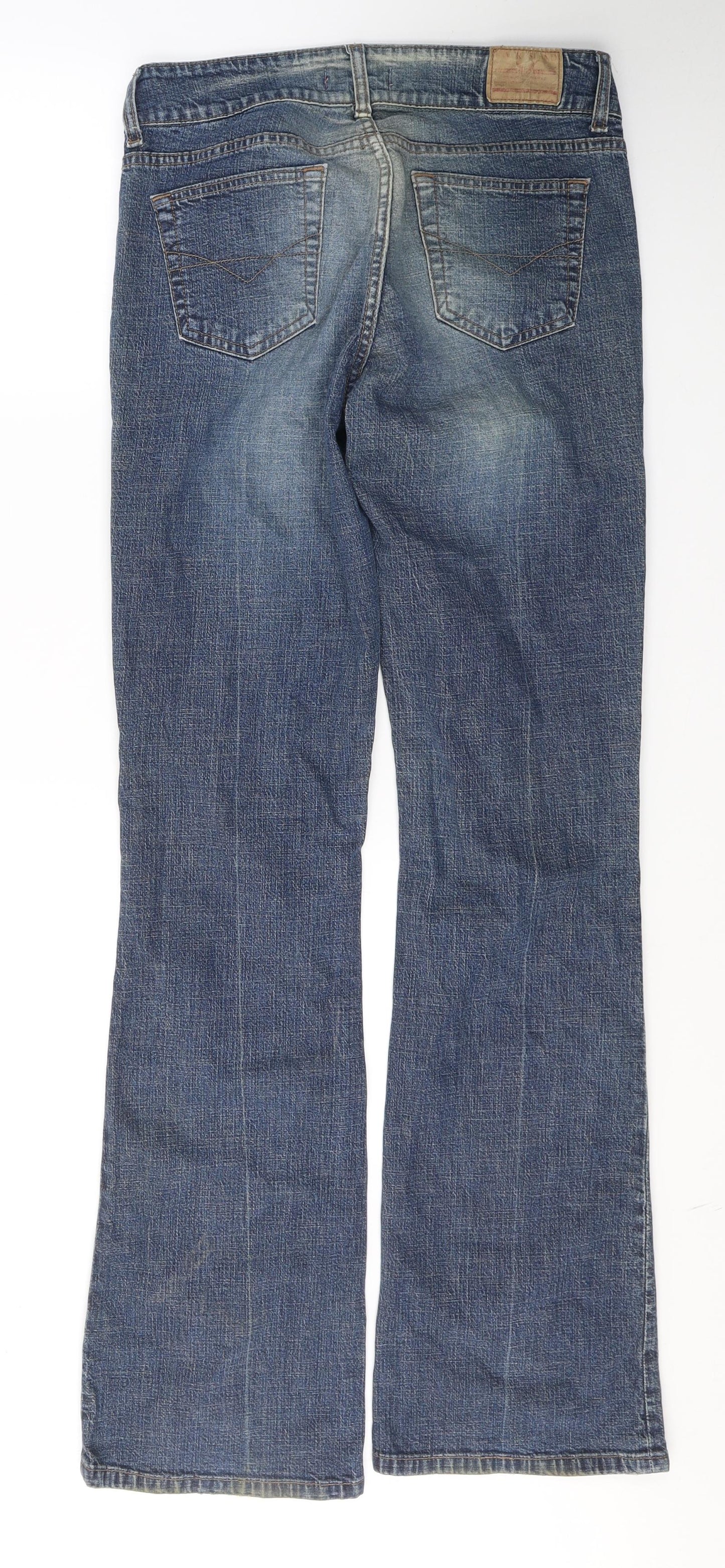 River Island Womens Blue  Cotton Flared Jeans Size 12 L34 in Regular Button