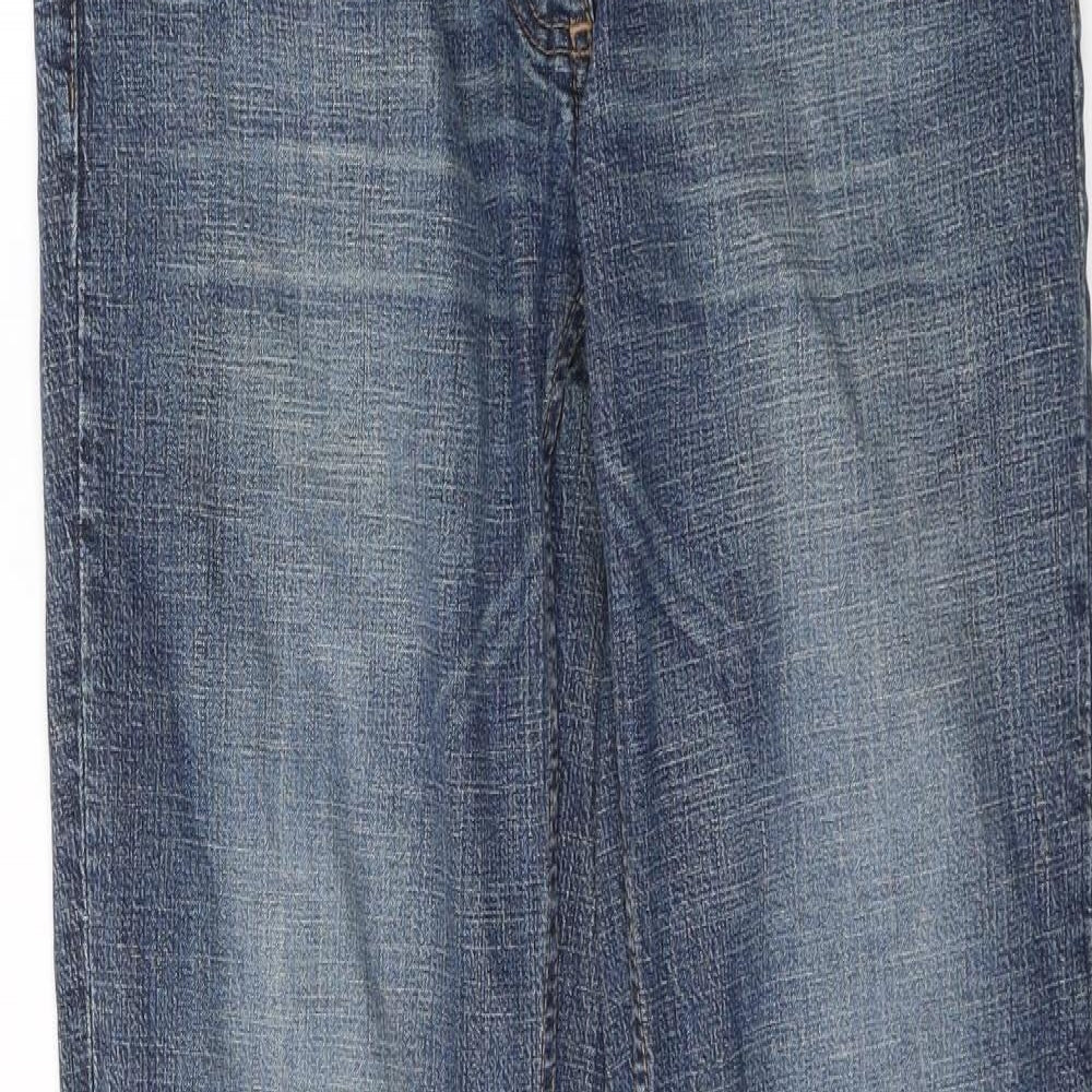 River Island Womens Blue  Cotton Flared Jeans Size 12 L34 in Regular Button