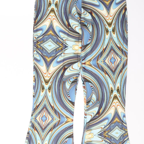 Vivichi Womens Blue Geometric Polyester Jegging Trousers Size M L31 in Regular  - Festival wear Flares