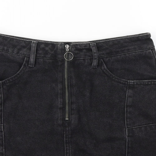New Look Girls Black  Cotton Cargo Skirt Size 15 Years  Regular Button