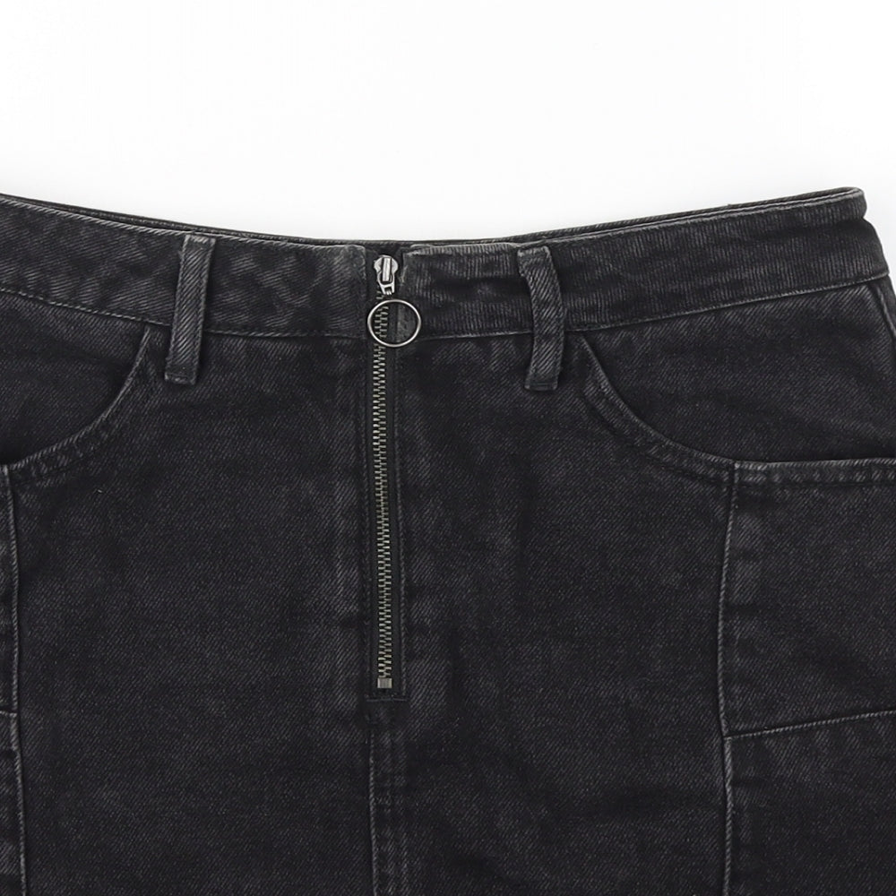 New Look Girls Black  Cotton Cargo Skirt Size 15 Years  Regular Button
