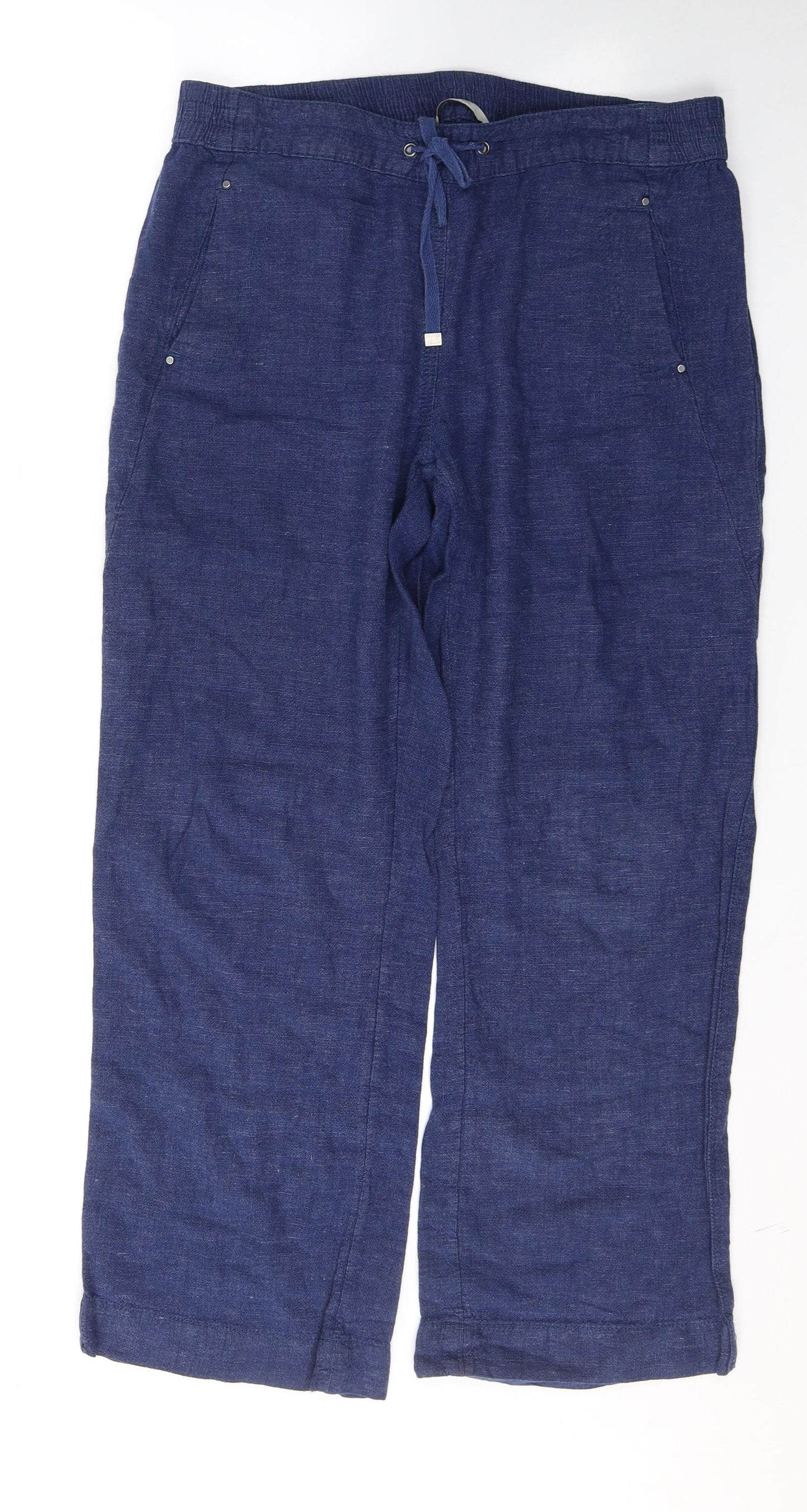 George Womens Blue  Linen Trousers  Size 10 L27 in Regular Tie