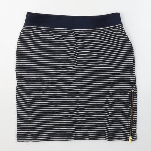 Warehouse Womens Blue Striped Cotton Mini Skirt Size 8