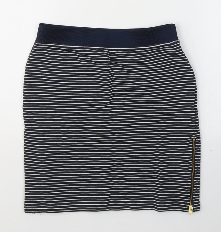 Warehouse Womens Blue Striped Cotton Mini Skirt Size 8