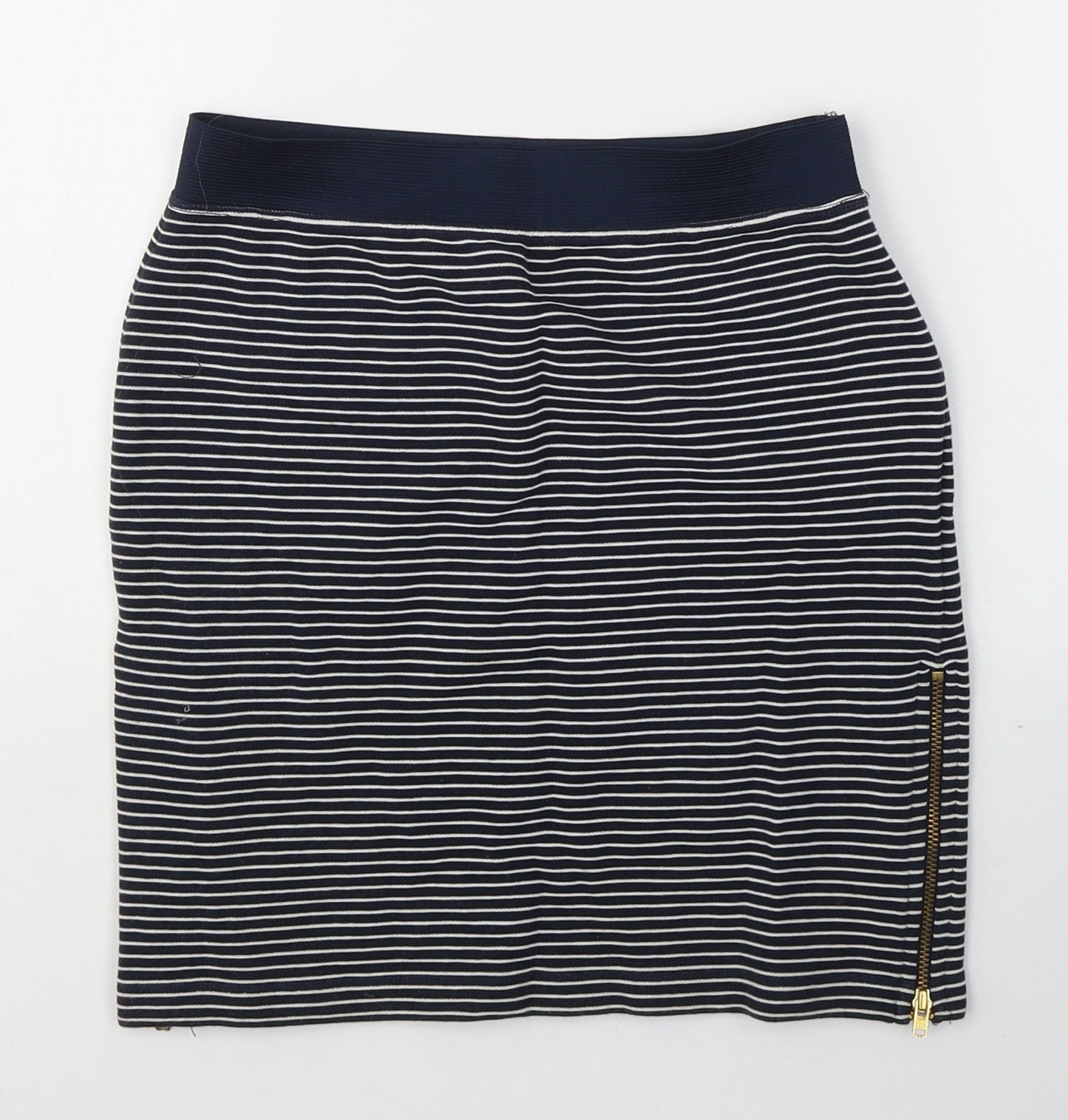 Warehouse Womens Blue Striped Cotton Mini Skirt Size 8