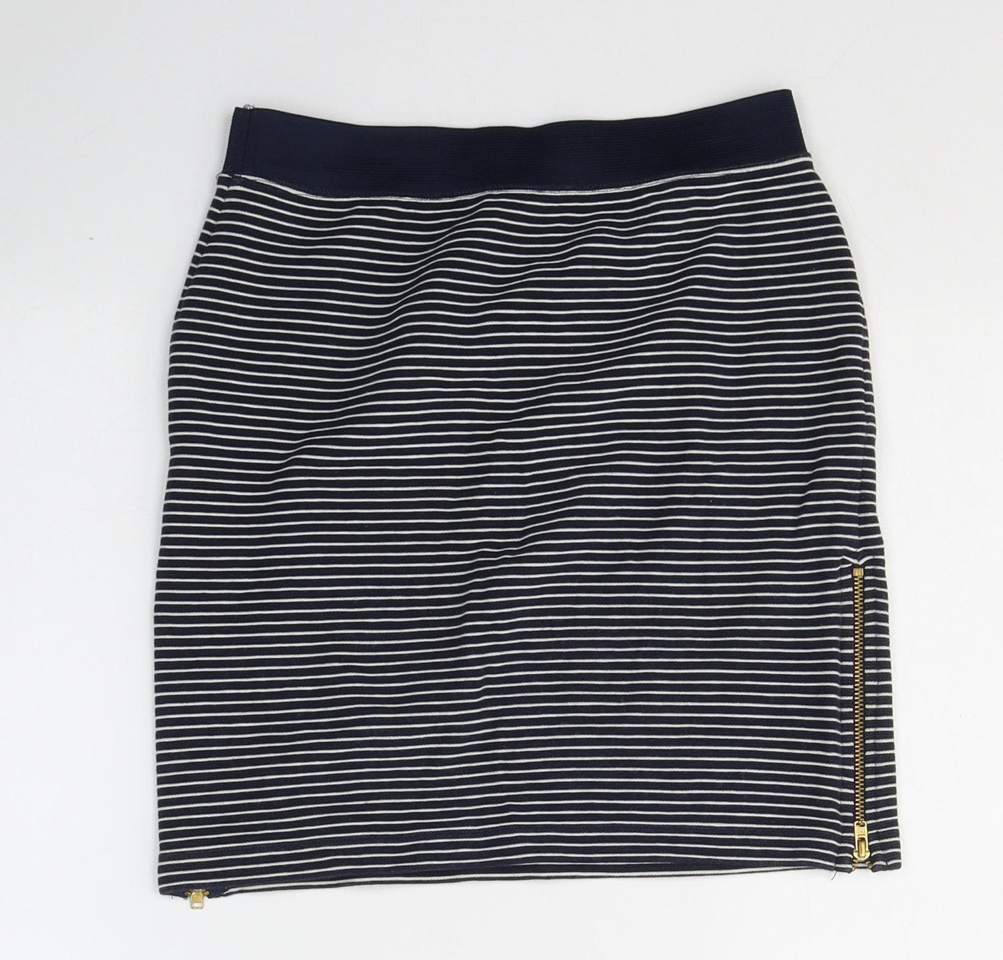 Warehouse Womens Blue Striped Cotton Mini Skirt Size 8