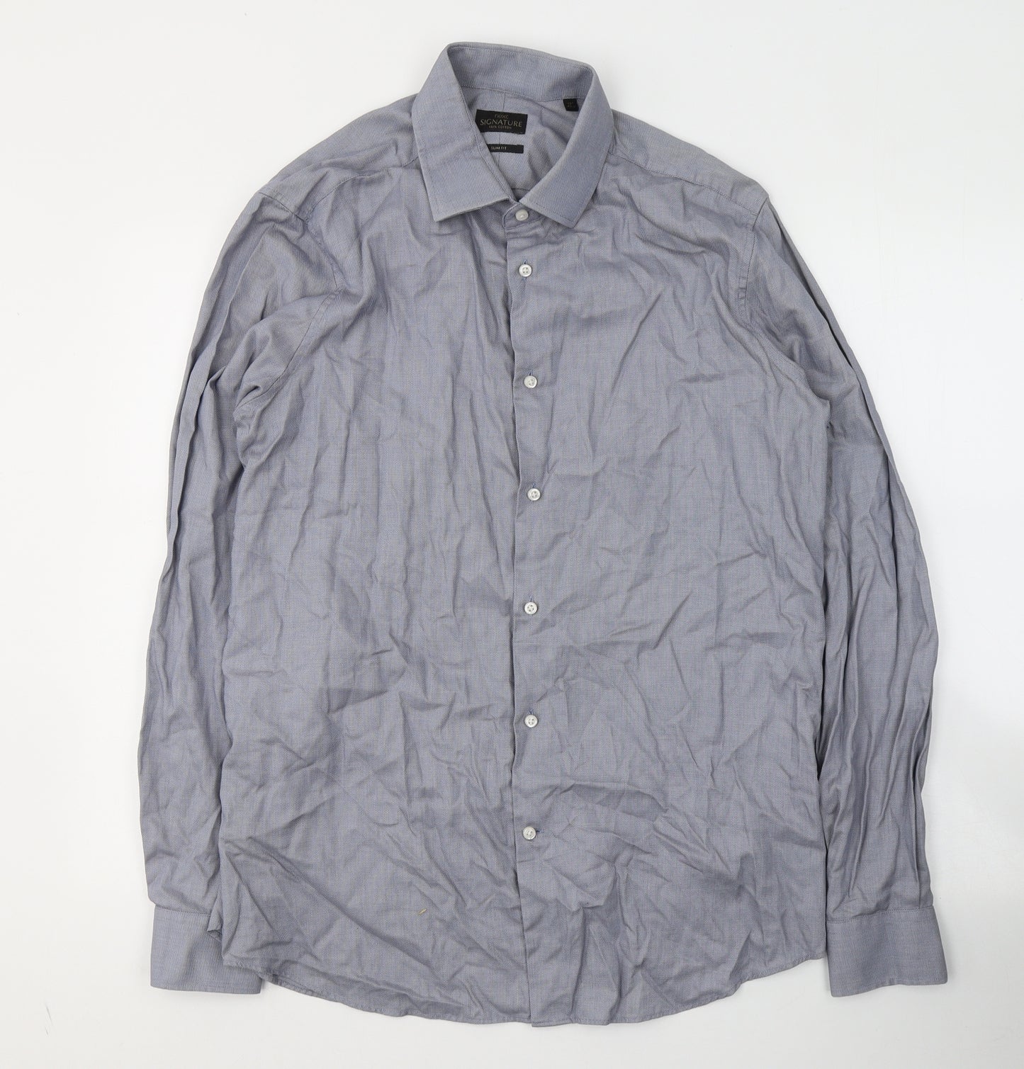 NEXT Mens Grey  Cotton  Button-Up Size 17 Collared Button