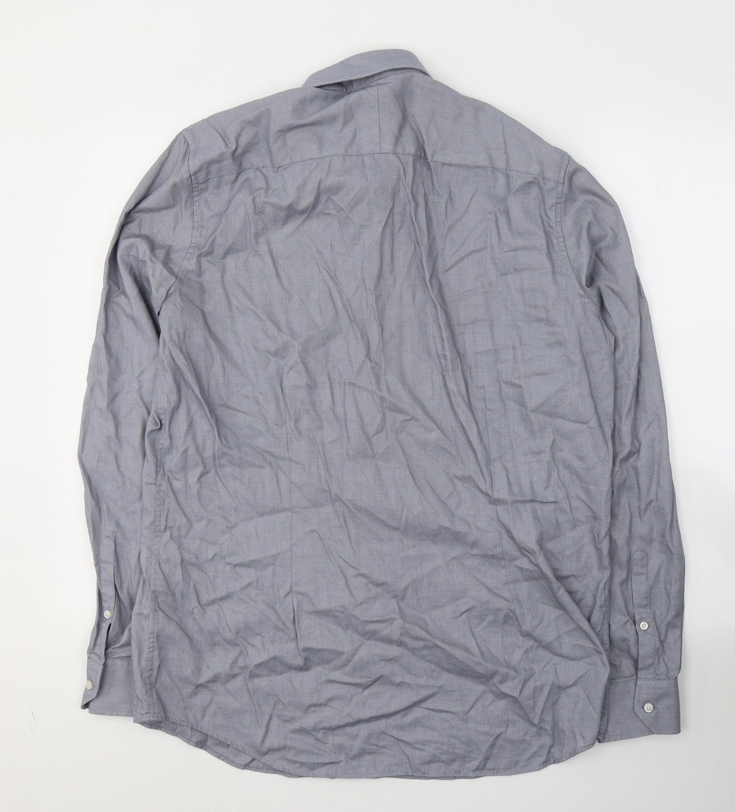 NEXT Mens Grey  Cotton  Button-Up Size 17 Collared Button