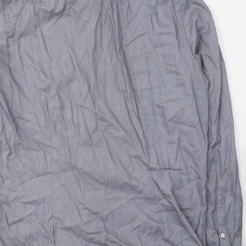 NEXT Mens Grey  Cotton  Button-Up Size 17 Collared Button