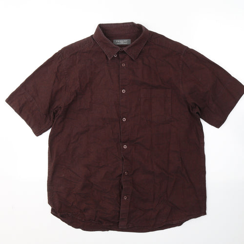 Primark Mens Red  Cotton  Button-Up Size L Collared Button