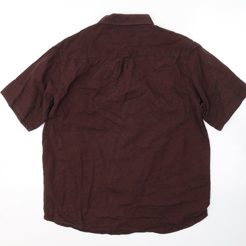 Primark Mens Red  Cotton  Button-Up Size L Collared Button